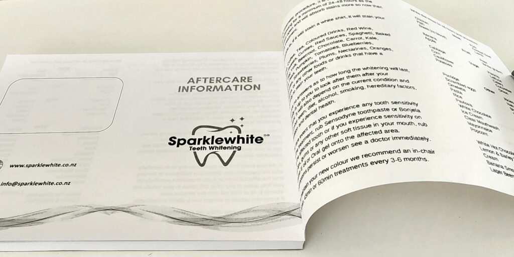 After Care Booklet with Food List (A5 Pad of 100)