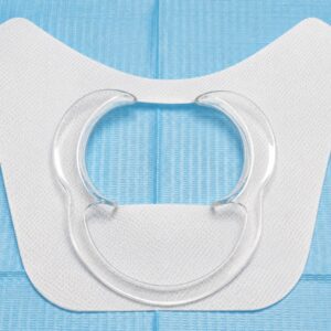 Saliva Shield goes around retractor, makes width smaller in clients mouth & it’s for dribblers