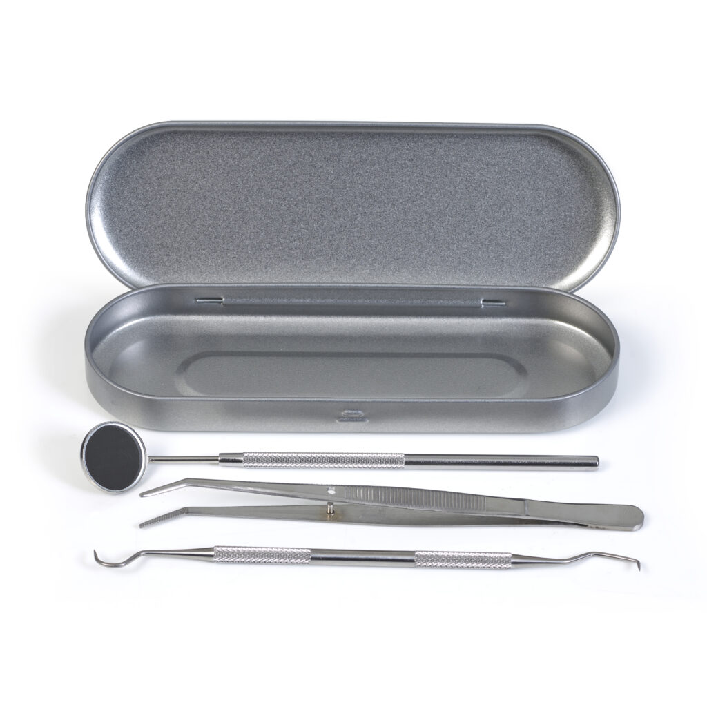Hygiene Kit – Incl. Stainless Steel Pick, Scaler, Mouth mirror in Silver Case-home use RRP $39.95